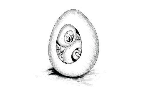 Picture of an egg with smaller eggs inside