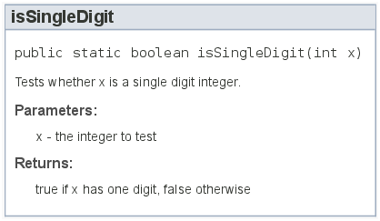 HTML documentation for isSingleDigit.