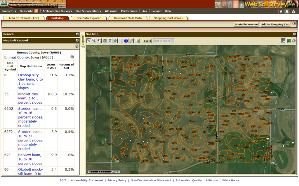A screenshot of the Web Soil Survey web app