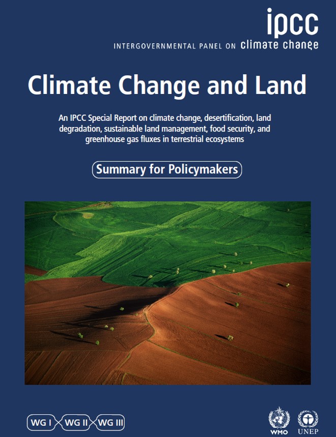 Cover of the IPCC Report, Climate Change and Land