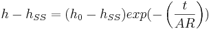-h_{SS}=(h_0-h_{SS})exp(-\left ( \frac{t}{AR} \right ))