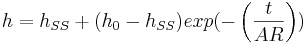 =h_{SS}+(h_0-h_{SS})exp(-\left ( \frac{t}{AR} \right ))