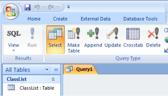 Choose SQL view for the query.