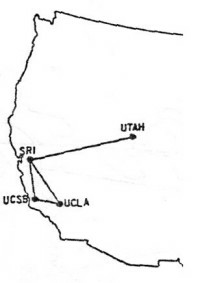 A map showing some of the early ARPA Net connections