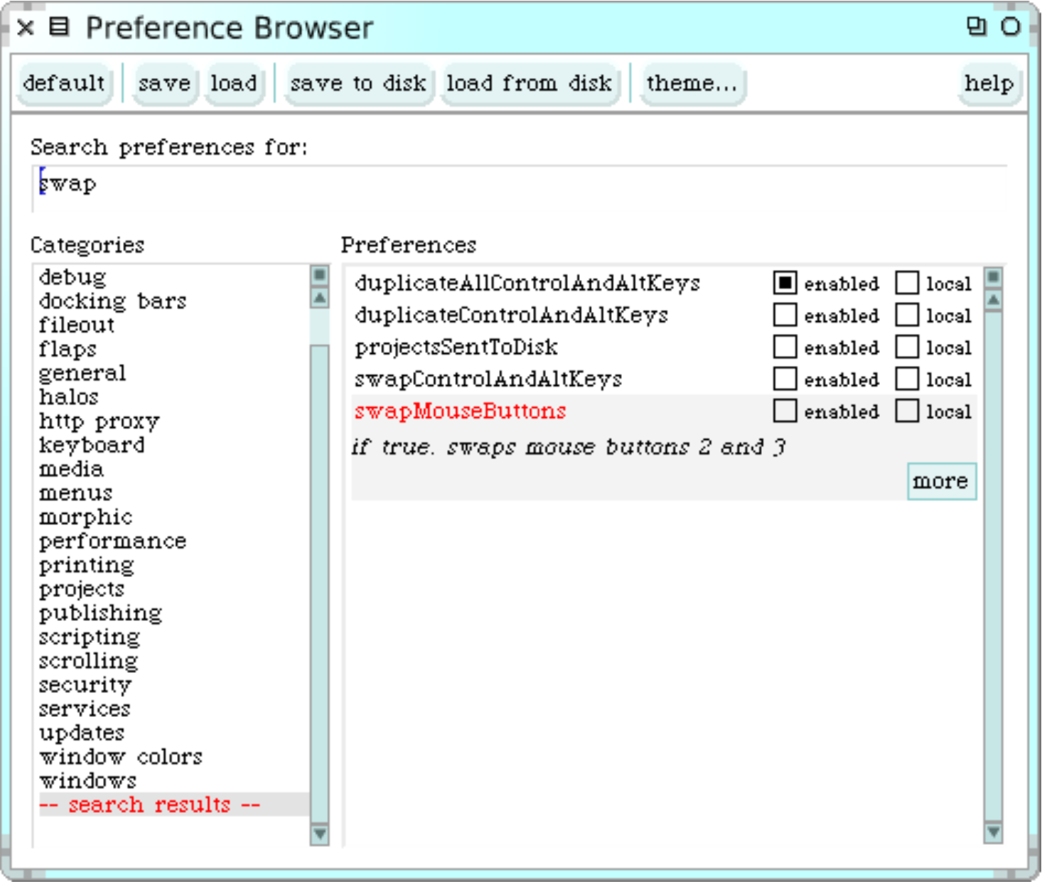 The Preference Browser.