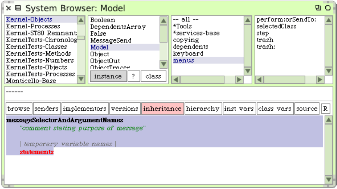 System Browser showing the method-creation template.