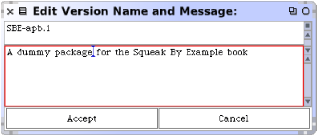 Providing a log message for a new version of a package.