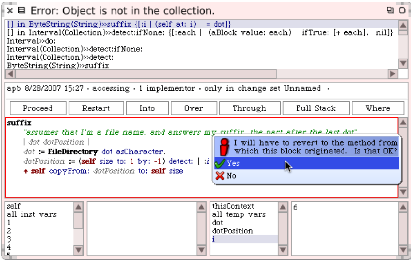 Changing the suffix method in the debugger.