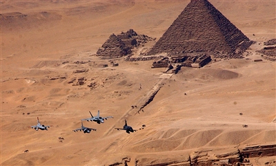 The Giza pyramids from a Department of Defense photo at a different angle.