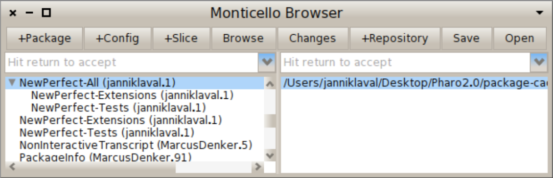 Monticello Browser showing dependencies.