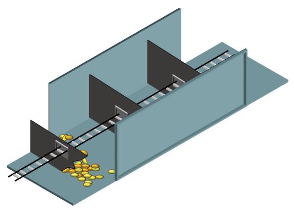 Un diagrama de un simple transportador de paletas.