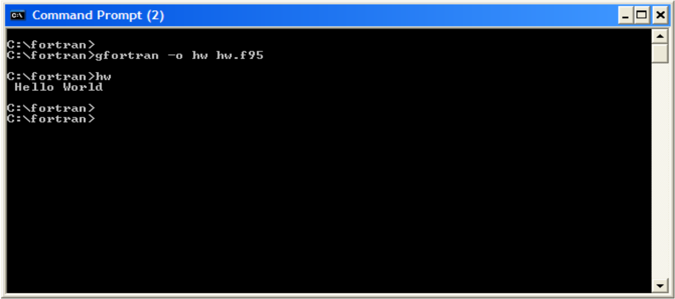 Compilation in a command prompt.