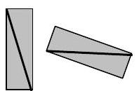 Un rectángulo se traslada a cierta distancia a la derecha y se gira cierta cantidad hacia la izquierda.