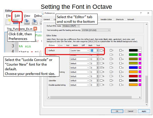 Setting the Font in Octave