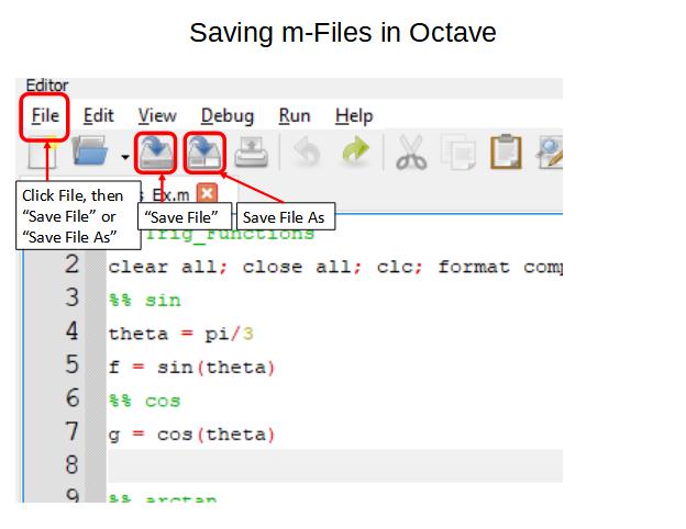 Saving m-Files in Octave