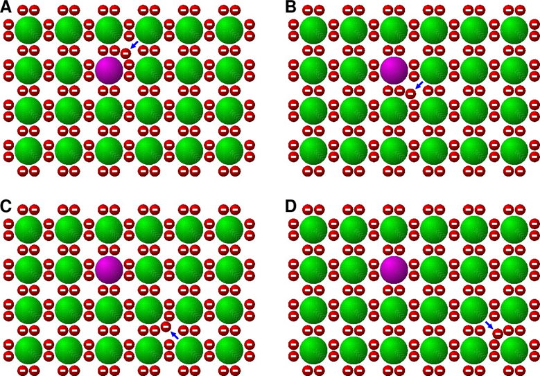 4 by 5 arrays of Si atoms with 1 P atom. With time the extra electron from the P atom can migrate throughout the array