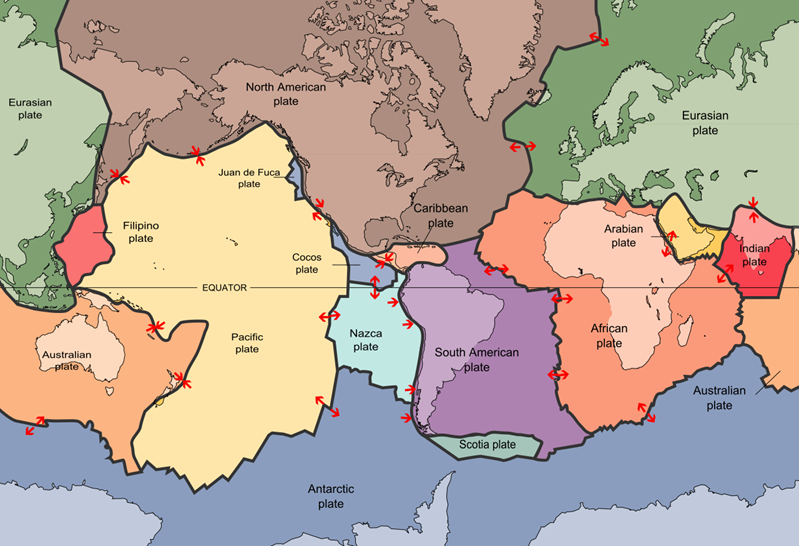 Tectonic plates of the Earth