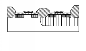 A layer of oxide is grown over the top of the entire assembly from Figure 12.