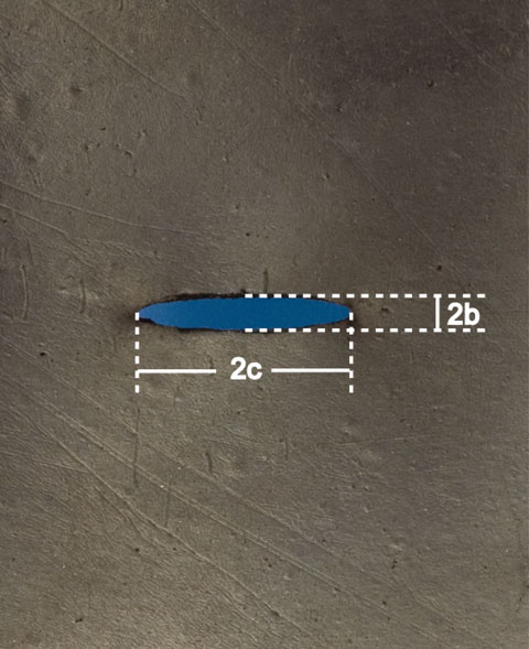 Image of an elastic plate containing an elliptical crack