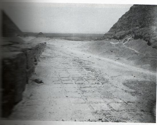 In the above figure (Figure 13, page 17) from Ancient Egyptian Construction and Architecture we see the clear evidence of blocks being removed from near the pyramid. This book is out of copyright and the images our public domain.