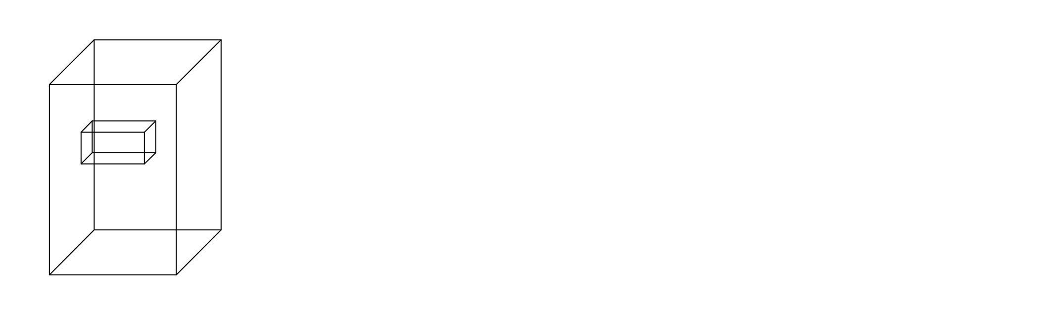 Sketch of a large box with a smaller overlapping box, drawn using only visible lines.